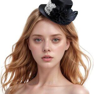 Fascinators for Women Lace Cloth Mini Top Hat Goth Halloween Church Tea Party